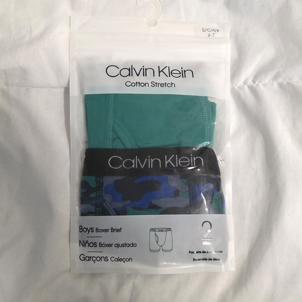 Calvin Klein Men's Cotton Stretch Boxer Briefs - Green and Blue